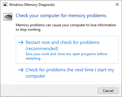 DiagnÃ³stico de memoria de Windows