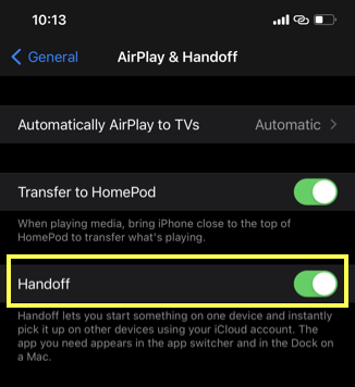 Habilitar Handoff en iPhone